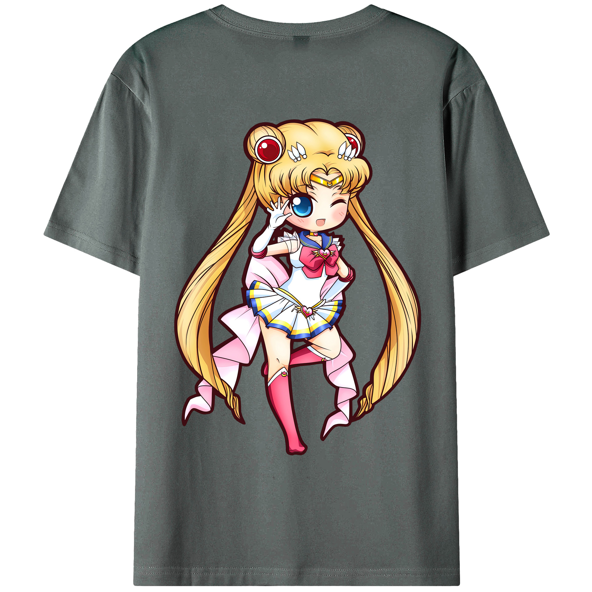 （画像用） 美少女戦士セーラームーン 月野 うさぎ つきの うさぎ Sailor Moon Tsukino Usagi 綿100％ メンズ半袖Tシャツ（バックプリント） 通気性